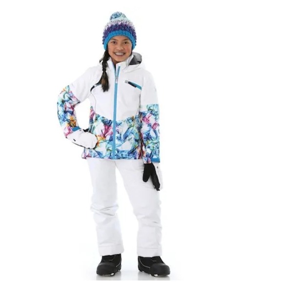 Spyder Conquer Jr Girls Ski Jacket Hooded‎ Winter Coat Colorful Size 14 - Picture 1 of 16